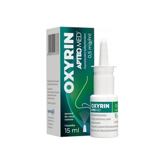 Apteo Med Oxyrin 0,5 mg/ml, aerozol do nosa, roztwór, 15 ml - zdjęcie produktu