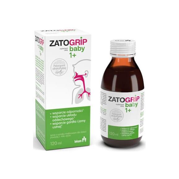 Zatogrip Baby 1+, syrop o smaku malinowym, 120 ml - zdjęcie produktu