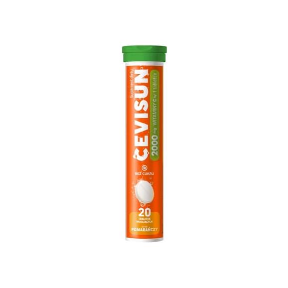 CeviSun 2000 mg, smak pomarańczowy, tabletki musujące, 20 szt. - zdjęcie produktu