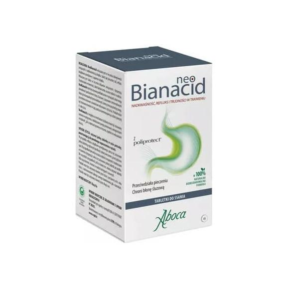 Aboca NeoBianacid Nadkwaśność i Refluks, tabletki do ssania, 45 szt. Aboca NeoBianacid Nadkwaśność i Refluks, tabletki do ssania, 45 szt. - zdjęcie produktu