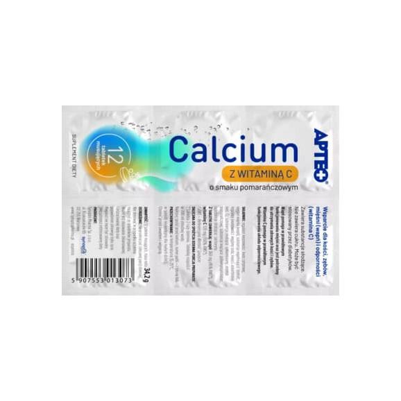 Apteo Calcium z witaminą C, smak pomarańczowy, tabletki musujące, 12 szt. - zdjęcie produktu