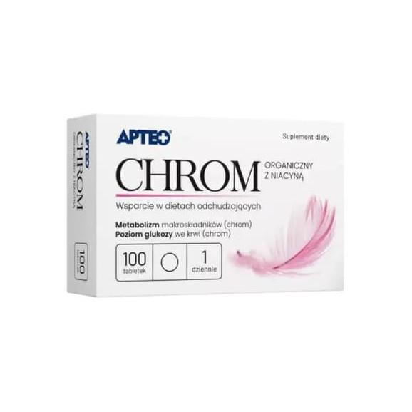 Apteo Chrom organiczny z niacyną, tabletki, 100 szt. - zdjęcie produktu