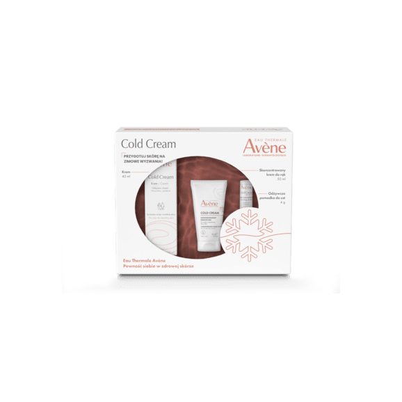 Avene Eau Thermale Cold Cream, krem do twarzy 40 ml + krem do rąk 50 ml + pomadka do ust 4 g, zestaw Xmass, 1 szt. Avene Eau Thermale Cold Cream, krem do twarzy 40 ml + krem do rąk 50 ml + pomadka do ust 4 g, zestaw Xmass, 1 szt. - zdjęcie produktu