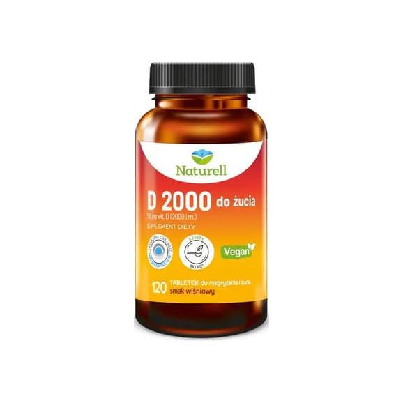 Naturell D 2000, tabletki do żucia, smak wiśniowy, 120 szt. - zdjęcie produktu