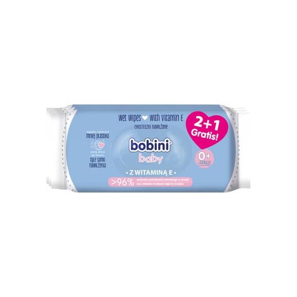 Bobini Baby, chusteczki nawilżane dla dzieci i niemowląt z witaminą E, 3 x 60 szt. - zdjęcie produktu