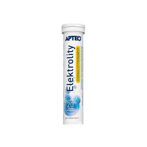 Apteo Elektrolity, smak cytrynowy, tabletki musujące, 20 szt. Apteo Elektrolity, smak cytrynowy, tabletki musujące, 20 szt. - zdjęcie produktu