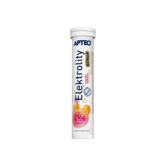 Apteo Elektrolity Senior, smak malinowo-cytrynowy, tabletki musujące, 20 szt. - zdjęcie produktu