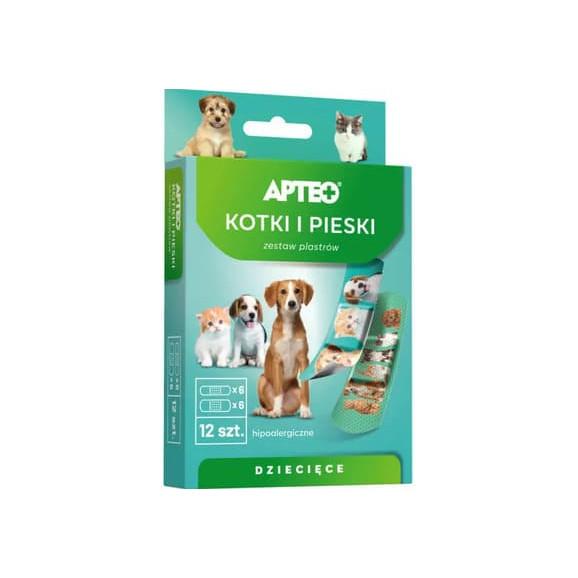 Apteo Kotki i Pieski, zestaw plastrów dla dzieci, 12 szt. - zdjęcie produktu