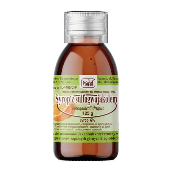 Sirupus Sulfoguaiacoli, syrop z sulfogwajakolem, 125 g Sirupus Sulfoguaiacoli, syrop z sulfogwajakolem, 125 g - zdjęcie produktu