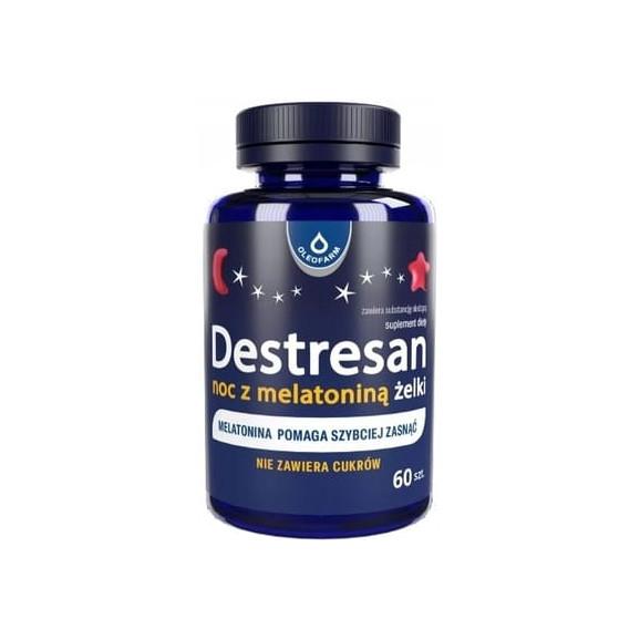 Destresan Noc z melatoniną, smak wiśniowy, żelki, 60 szt. Destresan Noc z melatoniną, smak wiśniowy, żelki, 60 szt. - zdjęcie produktu