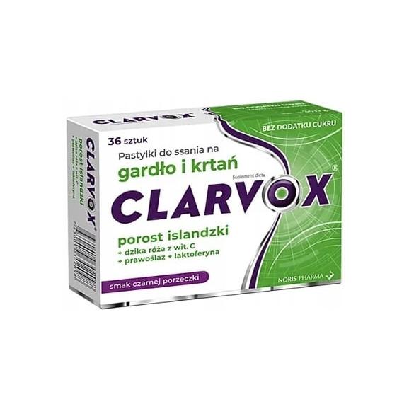 Clarvox Gardło i Krtań, smak porzeczkowy, pastylki do ssania, 36 szt. - zdjęcie produktu