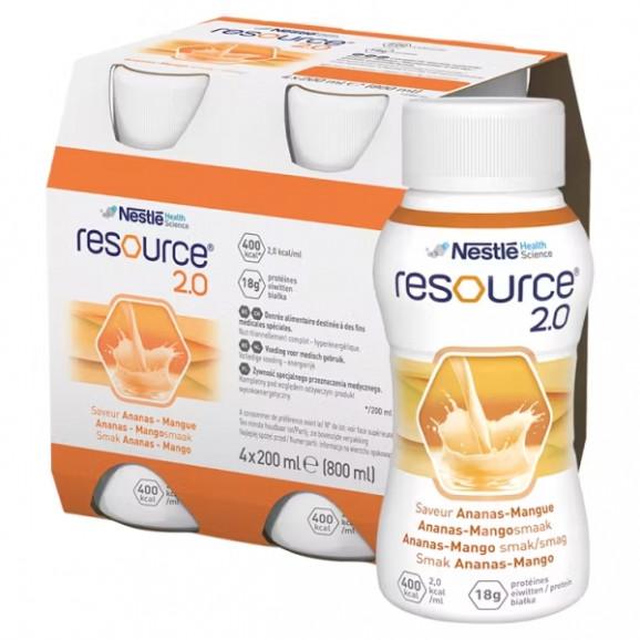 Nestle Resource 2.0, preparat odżywczy, smak ananas-mango, 4 x 200 ml Nestle Resource 2.0, preparat odżywczy, smak ananas-mango, 4 x 200 ml - zdjęcie produktu