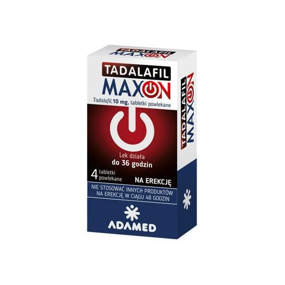 Tadalafil Maxon, 10 mg, tabletki, 4 szt. Tadalafil Maxon, 10 mg, tabletki, 4 szt. - zdjęcie produktu