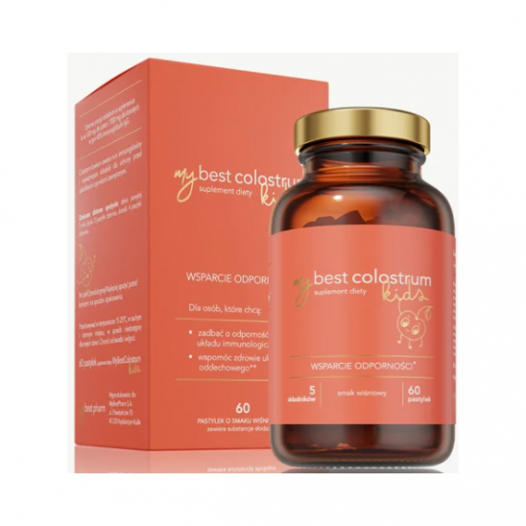 MyBest Colostrum Kids, smak wiśniowy, pastylki do ssania, 60 szt. MyBest Colostrum Kids, smak wiśniowy, pastylki do ssania, 60 szt. - zdjęcie produktu