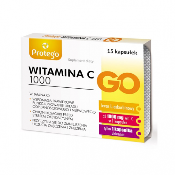Protego Witamina C 1000 GO, kapsułki, 15 szt. Protego Witamina C 1000 GO, kapsułki, 15 szt. - zdjęcie produktu