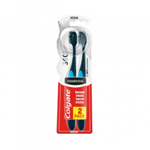 Colgate Charcoal 360, szczoteczka do zębów, Medium, 2 szt. - zdjęcie produktu