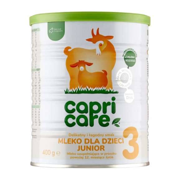 Capricare 3 Junior, mleko w proszku na mleku kozim, 400 g Capricare 3 Junior, mleko w proszku na mleku kozim, 400 g - zdjęcie produktu
