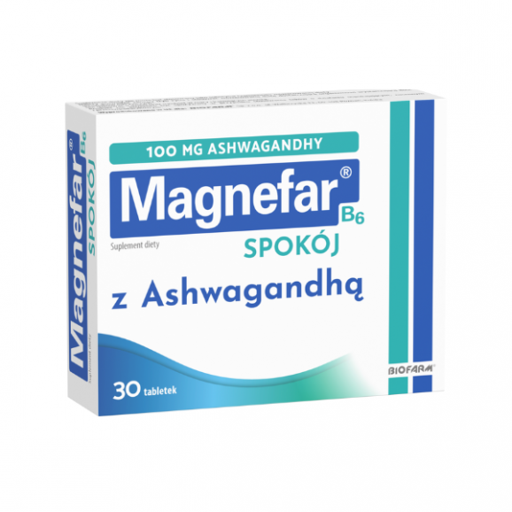 Magnefar B6 Spokój z Ashwagandhą, tabletki, 30 szt. Magnefar B6 Spokój z Ashwagandhą, tabletki, 30 szt. - zdjęcie produktu