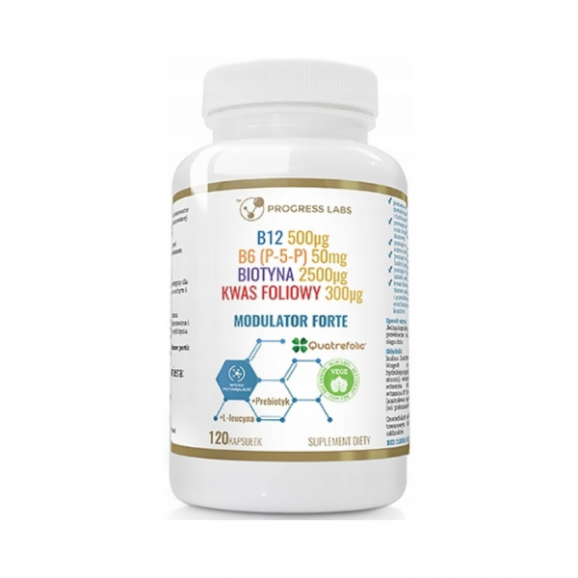 Progress Labs Modulator Forte B12+B6+Biotyna+Kwas foliowy, kapsułki, 120 szt. - zdjęcie produktu