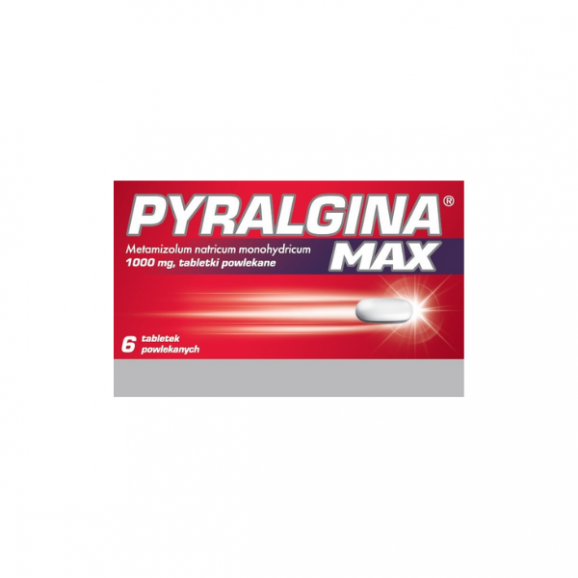 Pyralgina Max 1000 g, tabletki, 6 szt. Pyralgina Max 1000 g, tabletki, 6 szt. - zdjęcie produktu