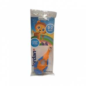Jordan Step by Step, szczoteczka do zębów dla dzieci, 0-2 lata, Super Soft, pomarańczowo-niebieska, 1 szt. - zdjęcie produktu