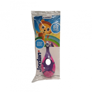 Jordan Step by Step, szczoteczka do zębów dla dzieci, 0-2 lata, Super Soft, fioletowo-różowa, 1 szt. - zdjęcie produktu