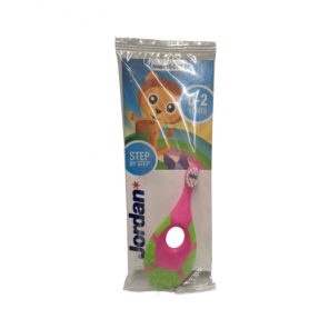 Jordan Step by Step, szczoteczka do zębów dla dzieci, 0-2 lata, Super Soft, różowo-zielona, 1 szt. - zdjęcie produktu