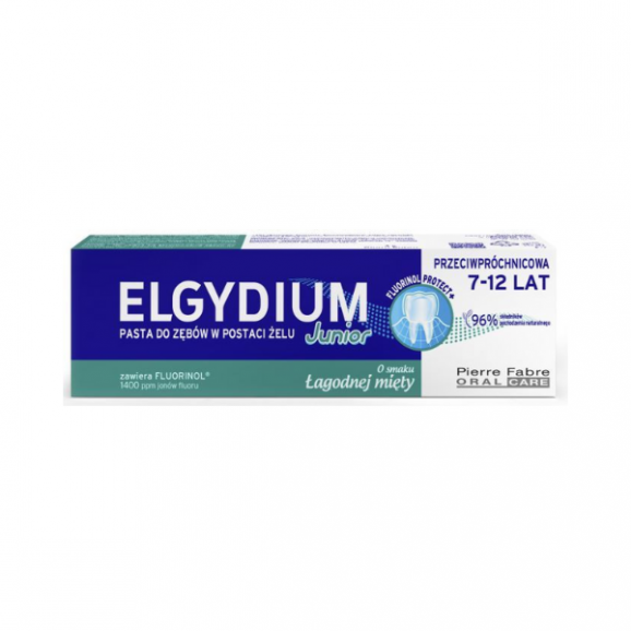 Elgydium Junior Łagodna Mięta, pasta do zębów dla dzieci 7-12 lat, 50 ml - zdjęcie produktu