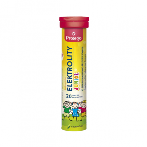 Protego Elektrolity Junior, smak malinowo-truskawkowy, tabletki musujące, 20 szt. - zdjęcie produktu