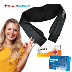 Zestaw Masażer Shiatsu PULSMOVE + Activlab Pharma, Omega 3 1000 mg, kapsułki, 60 szt. + Magnez Forte PULS, tabletki, 60 szt. - zdjęcie produktu