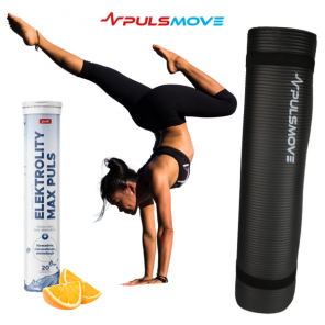 Zestaw Mata 10 mm do Ćwiczeń Yoga Mat PULSMOVE + Elektrolity Max Puls, tabletki musujące, pomarańcza, 20 szt. - zdjęcie produktu