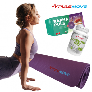 Zestaw MATA 6 MM PULSMOVE DO JOGI FIOLET + TORBA + Activlab L-Carnitine 600, kapsułki, 60 szt. + Raphaslim Puls, 30 tabletek - zdjęcie produktu
