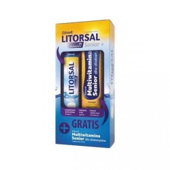 Zdrovit Litorsal Senior+ dla diabetyków, tabletki musujące, 20 szt. + Multiwitamina Senior dla diabetyków, tabletki musujące - zdjęcie produktu