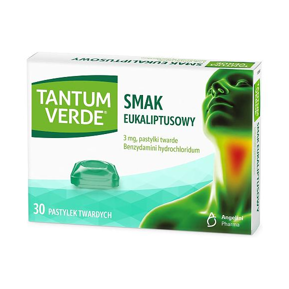 Tantum Verde, smak eukaliptusowy, pastylki twarde do ssania, 30 szt. - zdjęcie produktu