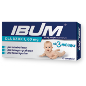 Ibum dla dzieci 60 mg, czopki od 3 miesiąca, 10 szt., KRÓTKA DATA - [30.06.2025] - zdjęcie produktu