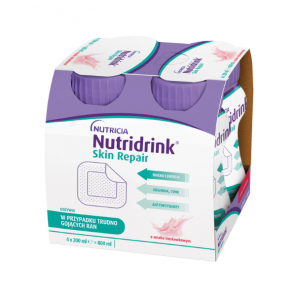 Nutridrink Skin Repair, preparat odżywczy, smak truskawkowy, 4 x 200 ml - zdjęcie produktu