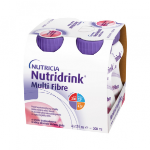Nutridrink Multi Fibre, smak truskawkowy, płyn, 4 x 125 ml - zdjęcie produktu