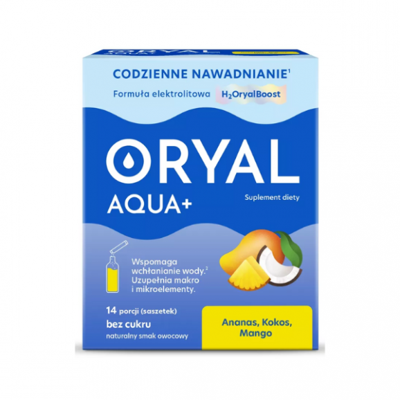 Oryal Aqua+, smak ananas kokos mango, saszetki, 14 szt. - zdjęcie produktu