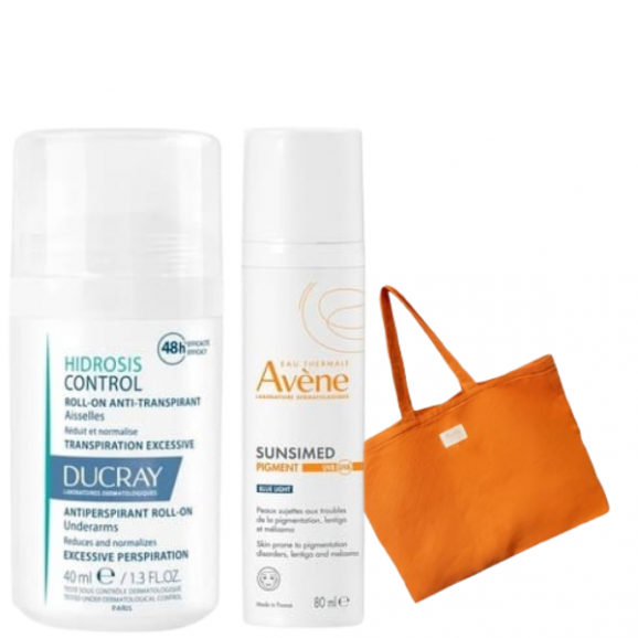Zestaw Avene SUNSIMED PIGMENT SPF 50+ + Ducray Hidrosis Control Roll-On + GRATIS Torba Avene Zestaw Avene SUNSIMED PIGMENT SPF 50+ + Ducray Hidrosis Control Roll-On + GRATIS Torba Avene - zdjęcie produktu