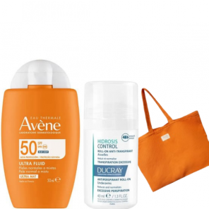 Zestaw Ducray Hidrosis Control Antyperspirant Roll-On 40ml + Avene Ultra Fluid SPF 50+ 40ml + Torba Avene GRATIS – Ochrona prz