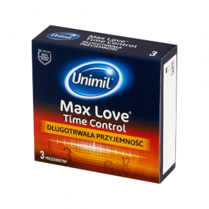 Unimil Max Love Time Control, prezerwatywy lateksowe nawilżane, 3 szt. - zdjęcie produktu