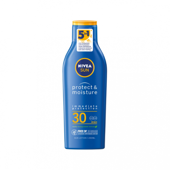 Nivea Sun Protect & Moisture, nawilżający balsam do opalania SPF 30, 200 ml Nivea Sun Protect & Moisture, nawilżający balsam do opalania SPF 30, 200 ml - zdjęcie produktu