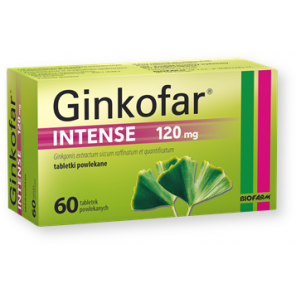 Ginkofar Intense, 120 mg, tabletki powlekane, 60 szt., KRÓTKA DATA - [31.07.2025] - zdjęcie produktu