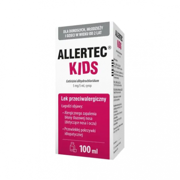 Allertec Kids 5 mg/5 ml, syrop, 100 ml Allertec Kids 5 mg/5 ml, syrop, 100 ml - zdjęcie produktu