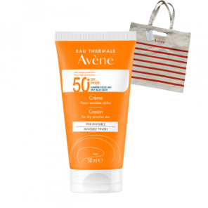 Zestaw Avene Eau Thermale Face Cream SPF 50+ Dry Sensitive Skin 50 ml + torba na zakupy - zdjęcie produktu
