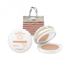 Zestaw Avene Sun, ochronny kompakt mineralny piaskowy, skóra nadwrażliwa, SPF 50, 10 g + torba na zakupy - zdjęcie produktu