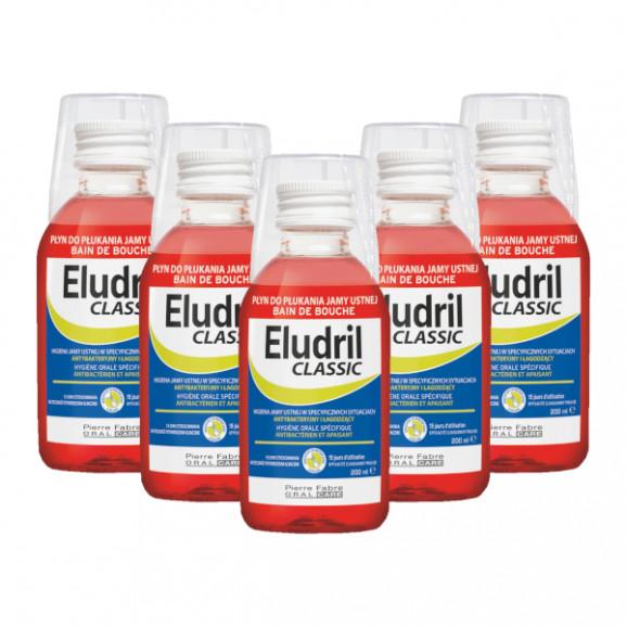 5x Eludril CLASSIC, płyn do płukania jamy ustnej, 200 ml 5x Eludril CLASSIC, płyn do płukania jamy ustnej, 200 ml - zdjęcie produktu