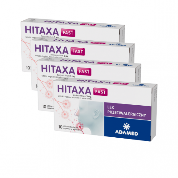 Hitaxa Fast, 5 mg, tabletki ulegające rozpadowi w jamie ustnej, 4 x 10 szt. - zdjęcie produktu