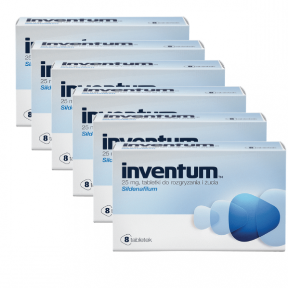 Inventum, 25 mg, tabletki do rozgryzania, żucia, 6 x 8 szt. Inventum, 25 mg, tabletki do rozgryzania, żucia, 6 x 8 szt. - zdjęcie produktu