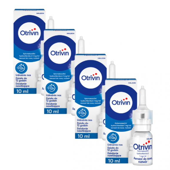 Otrivin 1 mg/ml, aerozol do nosa, 4 x 10 ml - zdjęcie produktu